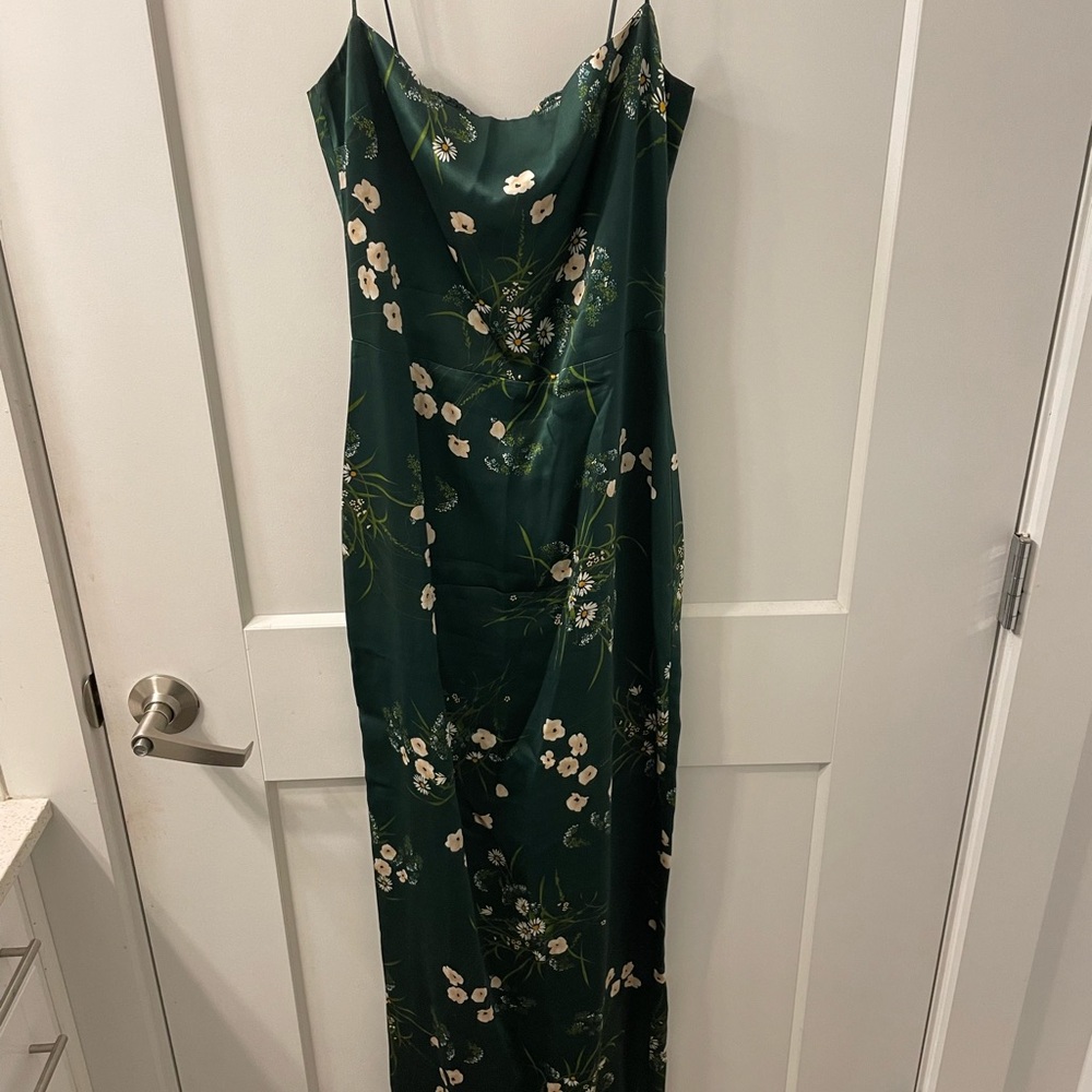 reformation green floral maxi dress